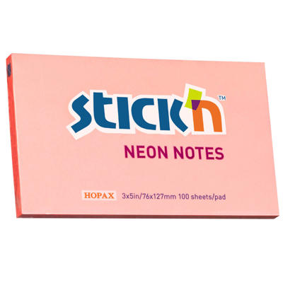Notes Stick'N 75x127mm 100 blade neon rosa/12 blk.
