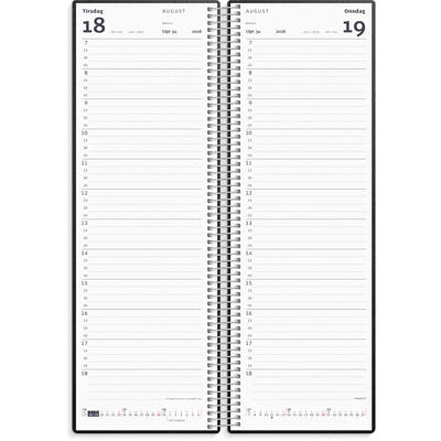 Spiralnoteringskalender dag sort PP-plast 2026