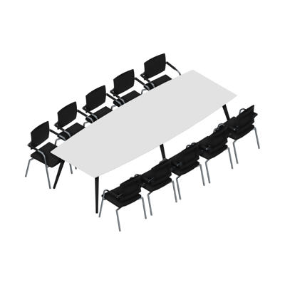 Konferencebord Dencon XL 1930 320x120 HPL hvid/sort