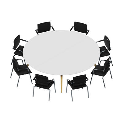 Konferencebord Dencon XL 1902 Ø240 HPL hvid/eg