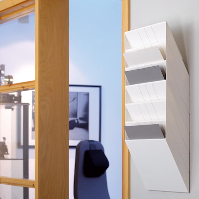 Brochureholder Flexiboxx A4 hvid 6 fag liggende t/væg