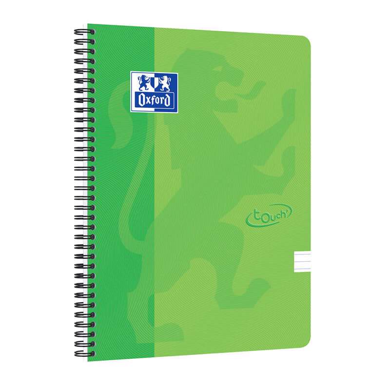 Notesbog Oxford Touch A4+ linieret 70ark 90g grøn