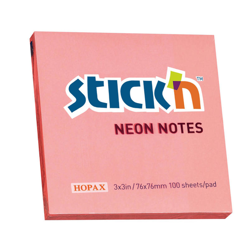 Notes Stick'N 75x75mm 100 blade neon rosa/12 blk.