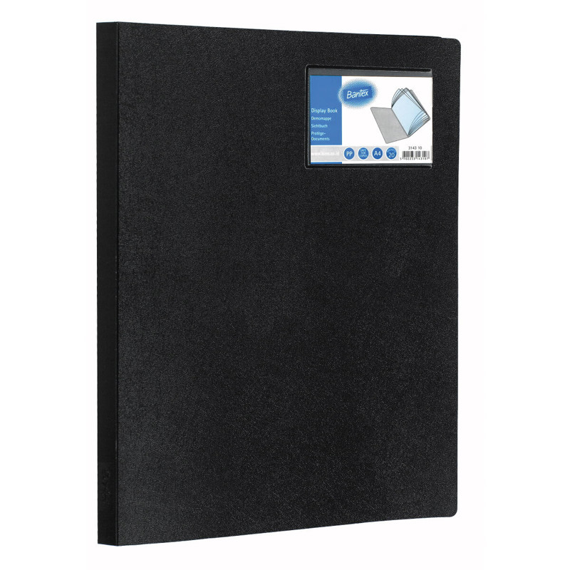 Demomappe A4 m/20 lommer sort 