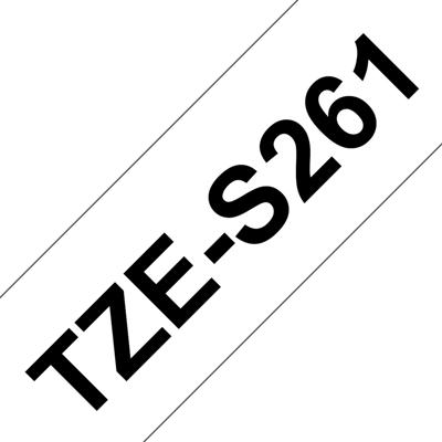 Labeltape Brother TZeS261 36mm sort på hvid stærk klæb