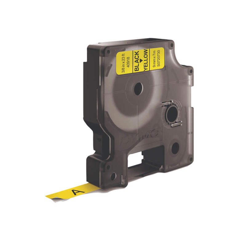 Labeltape DYMO D1 9mm sort på gul