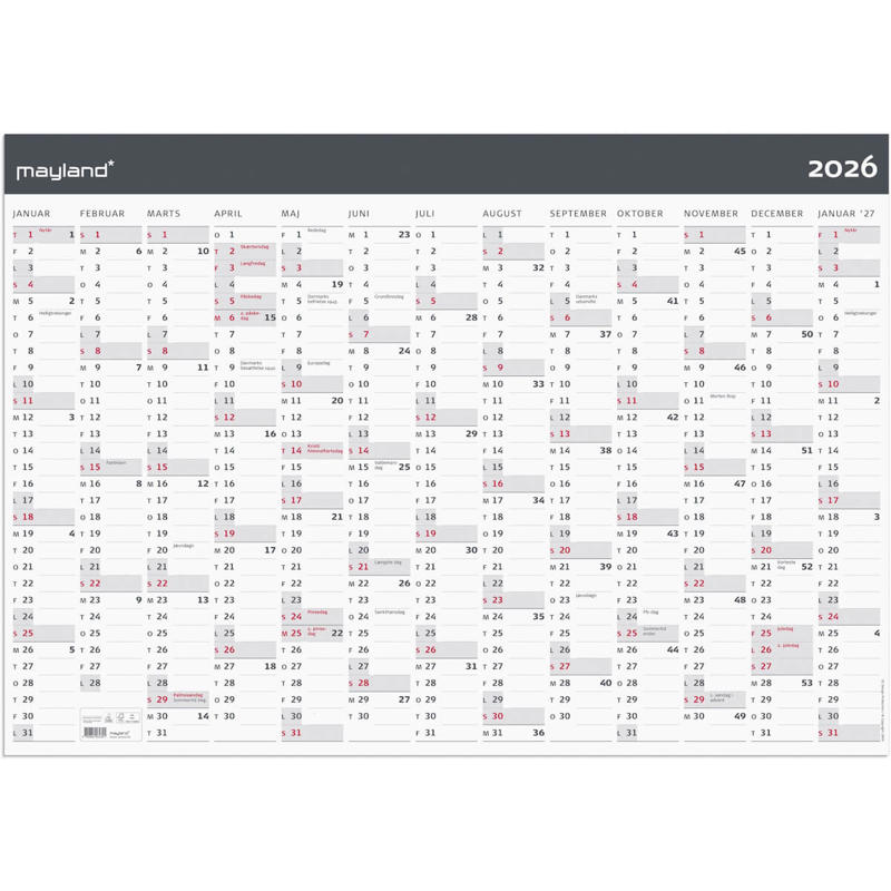 Kæmpekalender Moderne 1x13 mdr. papir rør 2026