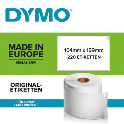 Shippingetiketter DYMO hvid 104x159mm 220stk/rl