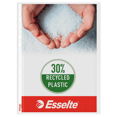 Plastlomme A4 Esselte 0,075mm åben vens.side præg 100stk/pak