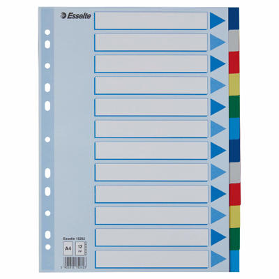 Faneblade Esselte plast A4 12-delt 15262 /10