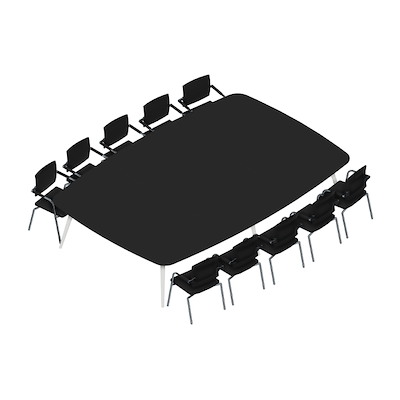 Konferencebord Dencon XL 1904 360x240 HPL sort/hvid