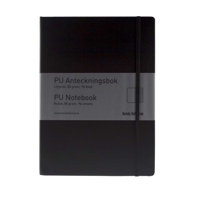 Notesbog BNT A5 sort linjeret 96bl 80g