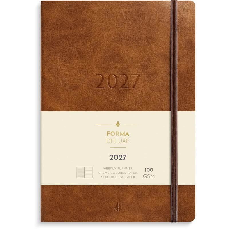 Forma Deluxe A5 ugekalender 2027 Mayland tværf. brun kunstsk
