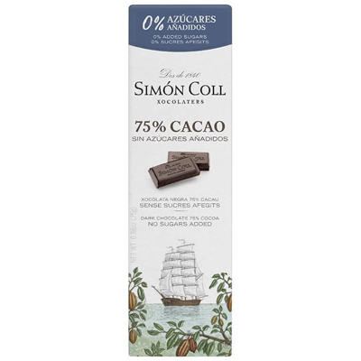 Chokolade Weibel Simón Coll mørk 75% u/sukker 25g