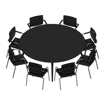 Konferencebord Dencon XL 1901 Ø200 HPL sort/sort