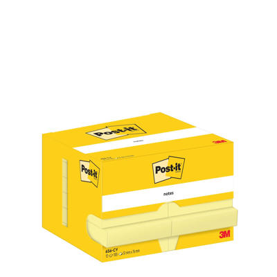 Post-it notes 656 76x50mm gul 100bl 3M 12blk/pk.