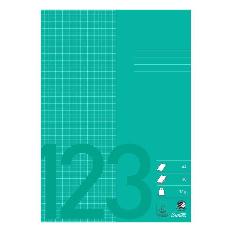 Skolehæfte Bantex A4 kvad. 5x5 mm 70g græs grøn