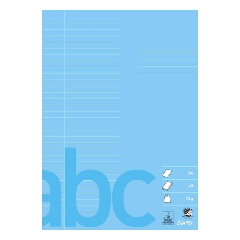 Skolehæfte Bantex A4 lin 32 linjer 40bl 70g lys blå
