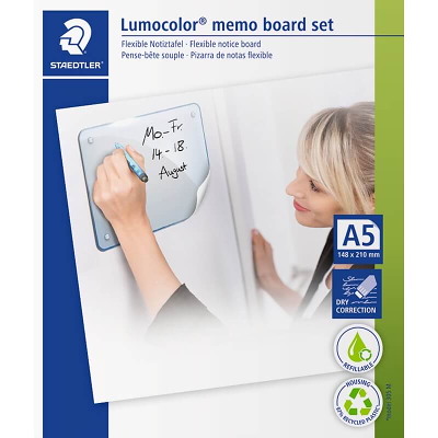Memoboard sæt Staedtler Lumocolor A5 selvkl. aftag. m/pen