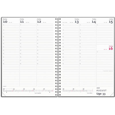 A5 ugekalender højformat mørkegrå PP-plast 2026