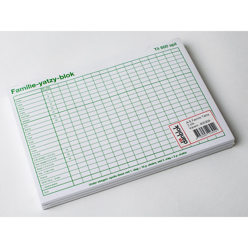 Yatzy blok familie A5 3blk/pk.