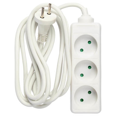 Stik 3-vejs (D) 3m hvid