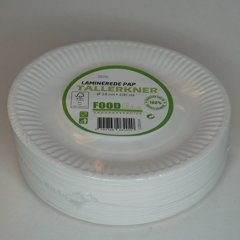 Tallerken frokost pap 18 cm 100stk/pak