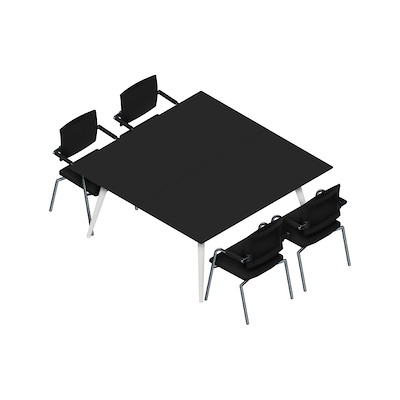 Konferencebord Dencon XL 1912 160x160 HPL sort/hvid