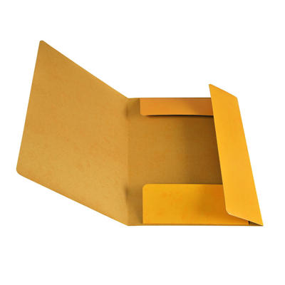 Mappe Q-Line A4 m/elastik karton m/3 klapper gul