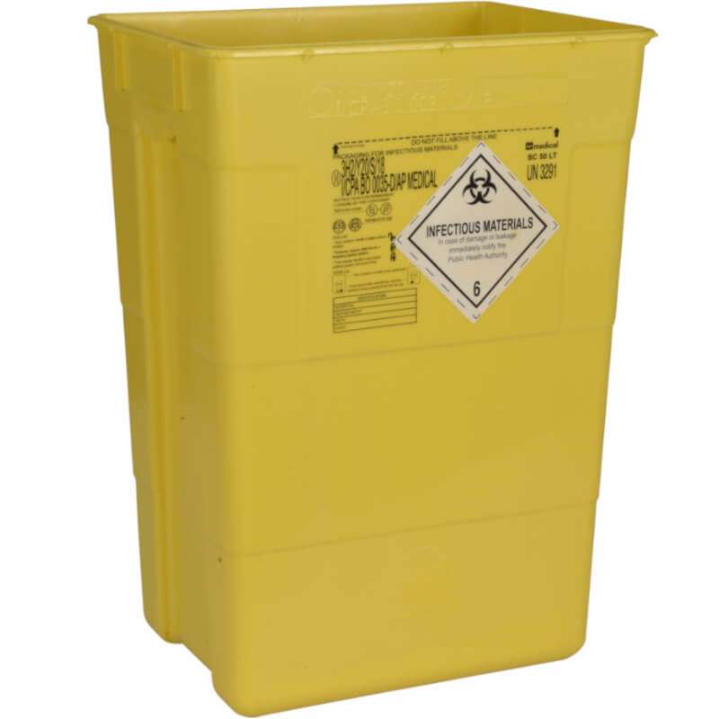 Affaldsspand t/risikoaffald 30x40x56 m. single låg gul
