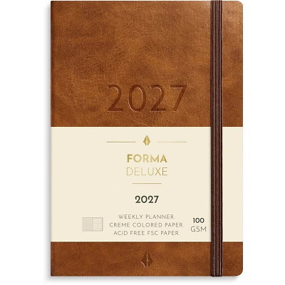 Forma Deluxe A6 ugekalender 2027 Mayland tværf. brun kunstsk