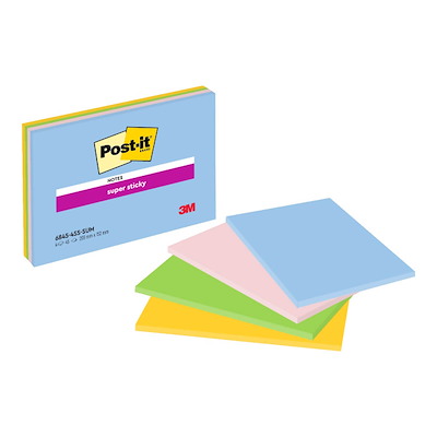 Post-it notes A5 Super Sticky møde 203x152mm 4blk/pk. ass.