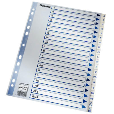 Register PP Esselte A4 A-Å m/hvid kartonforblad