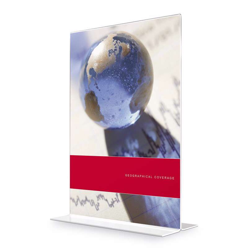Brochuredisplay A6 klar T-form t/bord 148x105mm