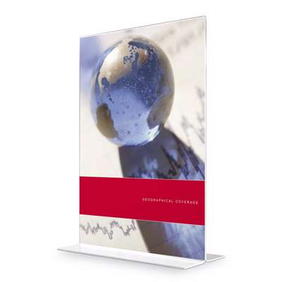 Brochuredisplay A6 klar T-form t/bord 148x105mm