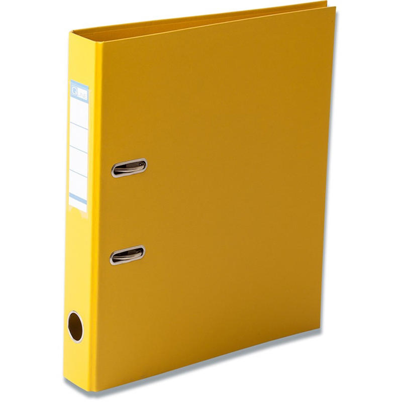 Brevordner Q-Line gul A4 metalskinne 50mm ryg