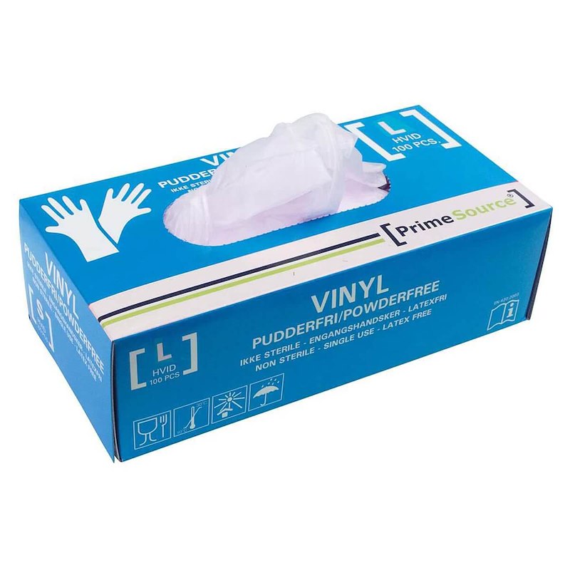 Undersøgelseshandske vinyl str. L pudderfri pk./100