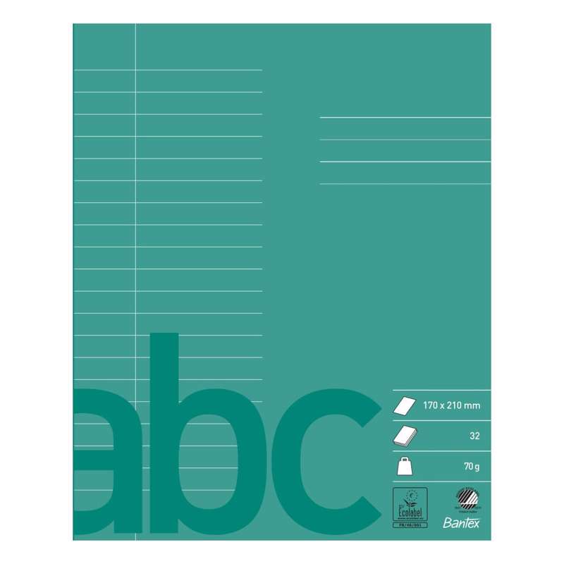 Skolehæfte Bantex 17x21 cm 20 linjer 9mm 70g mørk grøn