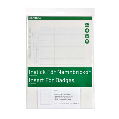 Indstik A4 til navneskilte 28x67mm 30/ark 25ark/pk