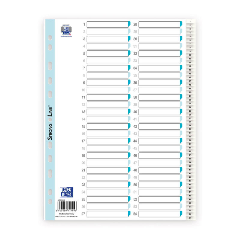 Register Strong-Line A4 1-54 i plast m/forblad hvid
