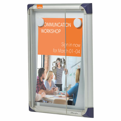 Opslagsskab Nobo slim 1xA4 magnetisk m/lås indendørs