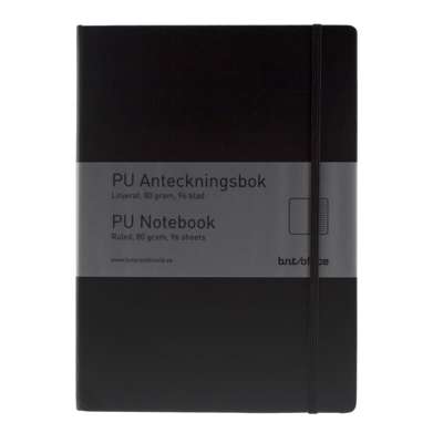 Notesbog A6 BNT PU linjeret sort