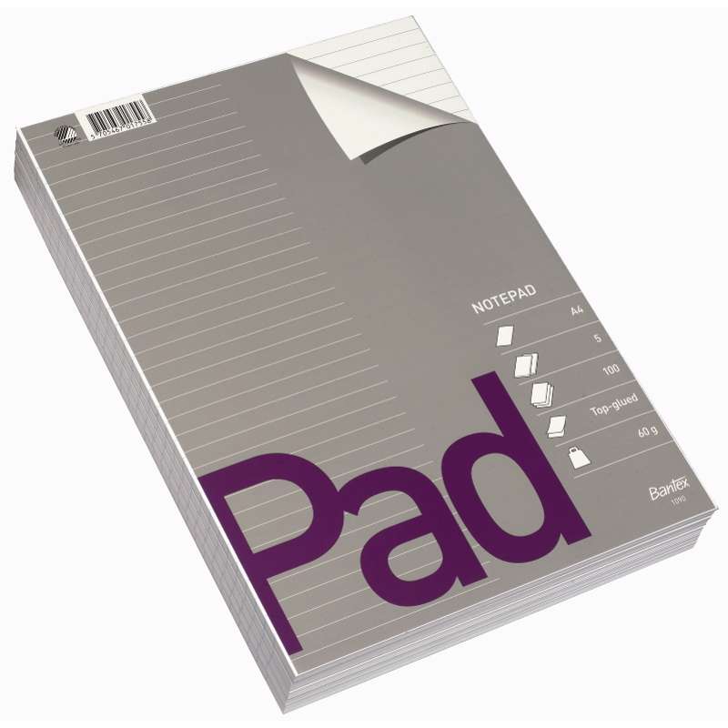 Standardblok u/huller lin. toplimet 60g hvid A4 / 5 stk.