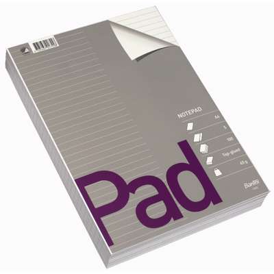 Standardblok u/huller lin. toplimet 60g hvid A4 / 5 stk.