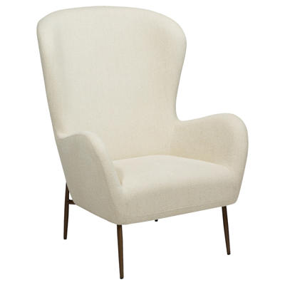 Loungestol Glam høj Bone white Boucle stof /antik brass ben