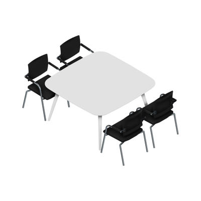 Konferencebord Dencon XL 1911 140x140 HPL hvid/hvid