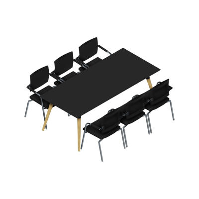 Konferencebord Dencon XL 1927 200x90 HPL sort/eg