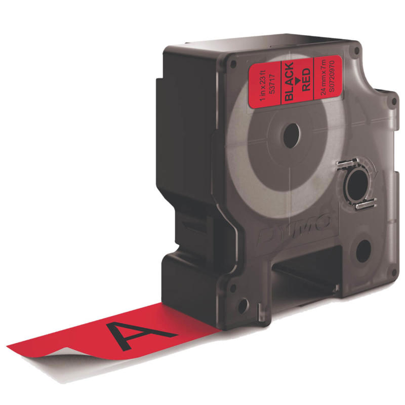 Labeltape DYMO D1 24mm sort på rød