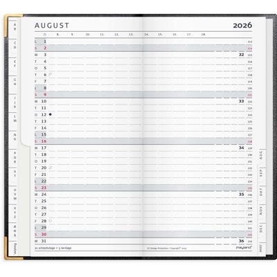 Index Planner månedskalender sort skind 2026