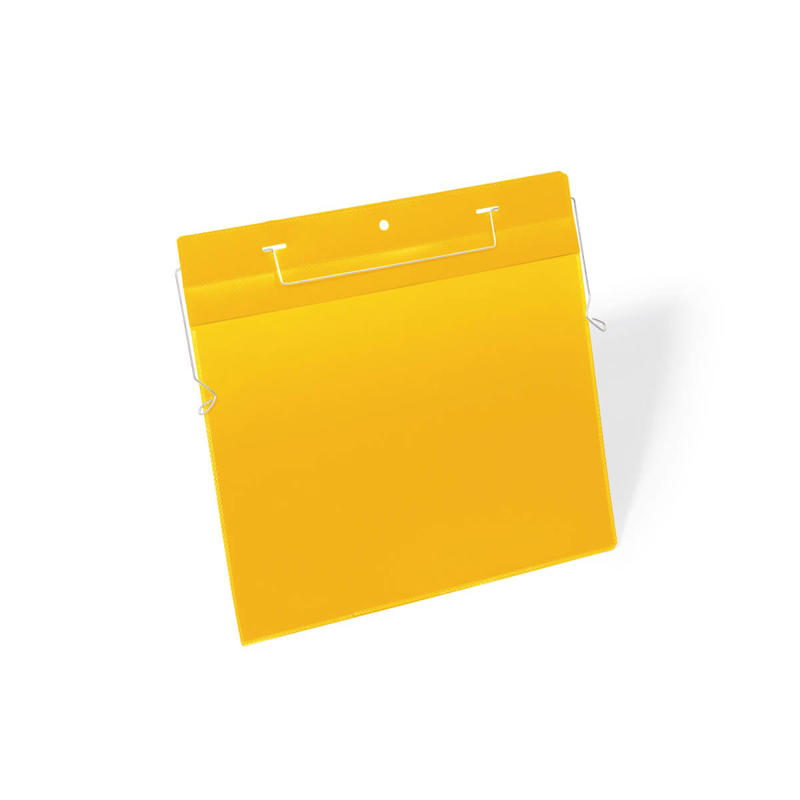 Lagerlomme m. wirebeslag A4 tvær gul pk./50